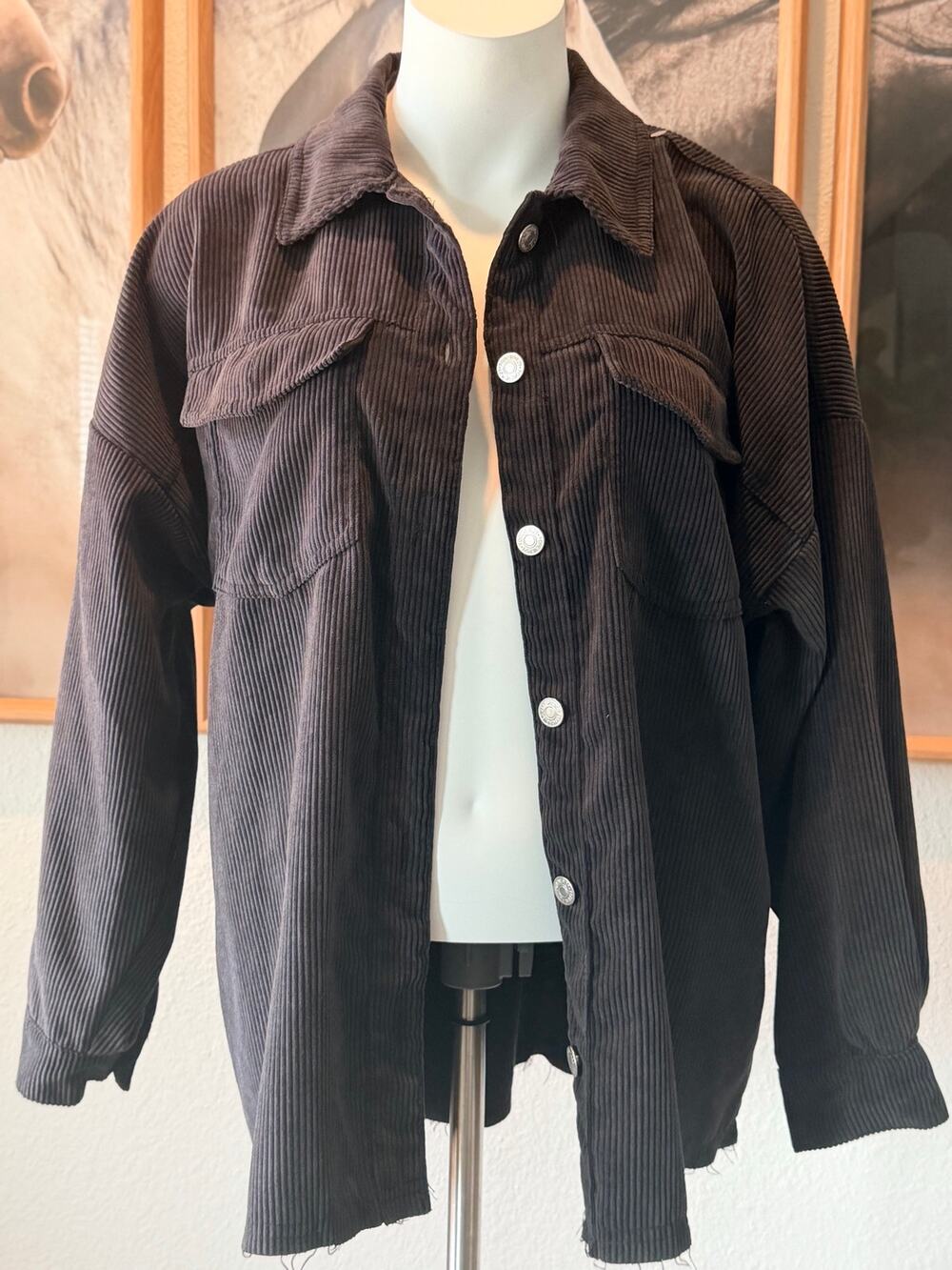 0111 Forever 21 black corduroy jacket with vertical stripes, size S